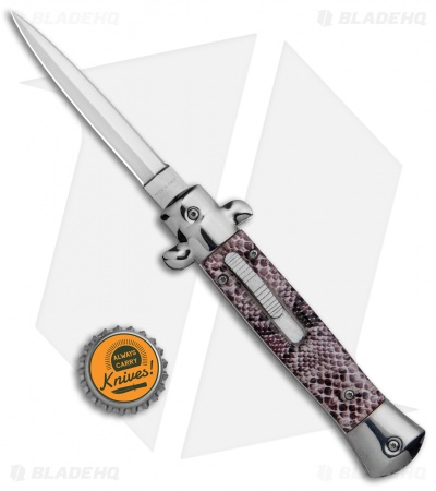 Mago 9"  Italian Stiletto OTF Automatic Knife Diamondback (4.8" Satin)