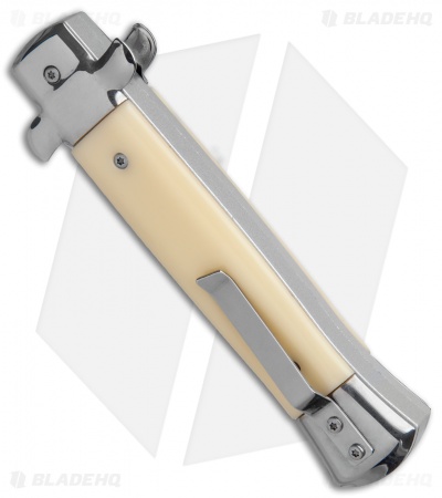 Mago 9" Sim Ivory Italian Stiletto OTF Automatic Knife - Satin Plain Dagg