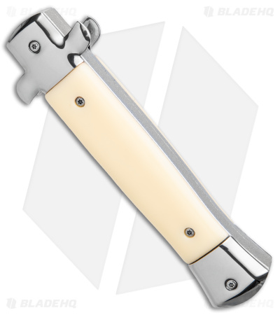 Mago 9" Italian Stiletto OTF Auto Knife Sim Ivory (3.9" Satin Bayo) w/o Clip