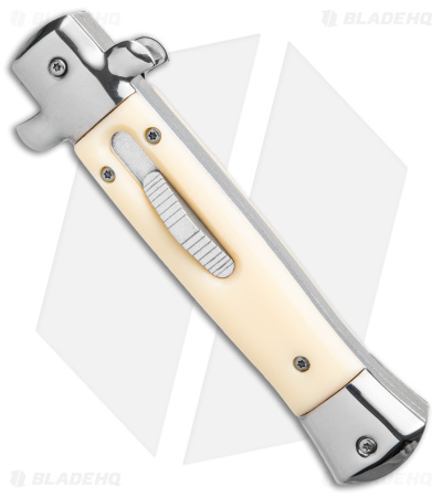 Mago 9" Italian Stiletto OTF Auto Knife Sim Ivory (3.9" Satin Bayo) w/o Clip