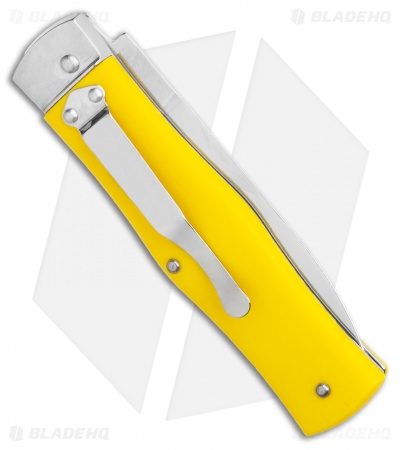 Mikov 241 Predator Lever Lock Automatic Knife Yellow (3.75" Polish) Pocket Clip