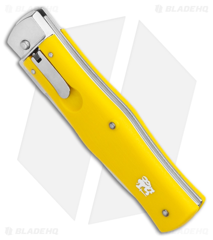 Mikov 241 Predator Lever Lock Automatic Knife Yellow (3.75" Polish) Pocket Clip