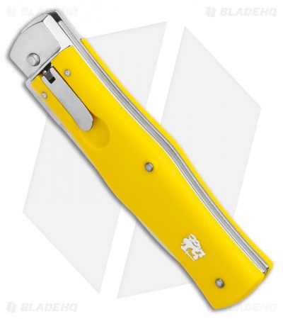 Mikov 241 Predator Lever Lock Automatic Knife Yellow (3.75" Polish) Pocket Clip