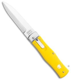 Mikov 241 Predator Lever Lock Automatic Knife Yellow (3.75" Polish) Pocket Clip