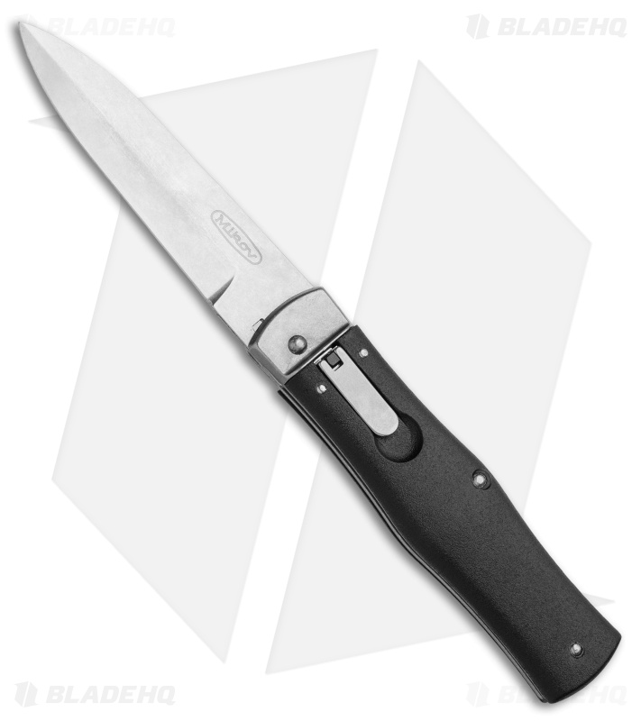 Mikov 241 Predator Lever Lock Bayo Automatic Knife Black Pocket Clip (3.75" SW)