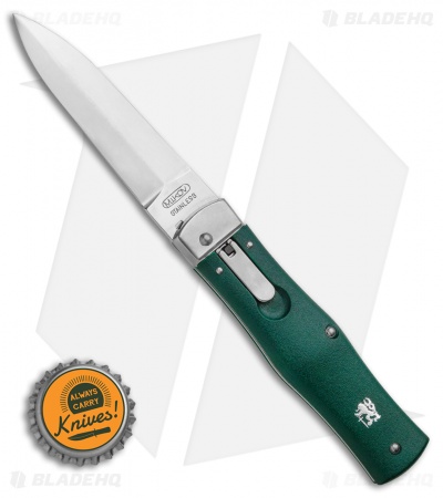 Mikov 241 Predator Lever Lock Auto Knife ABS Green (3.75" Polish) Pocket Clip