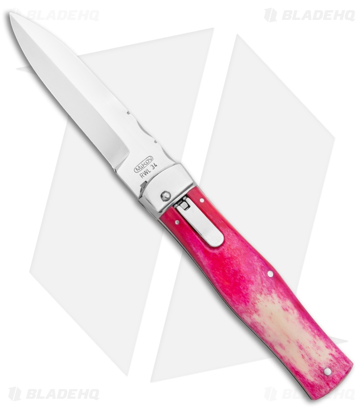 Mikov 241 Predator Lever Lock Bayo Automatic Knife Lilac Dyed Bone (3.75" Satin)