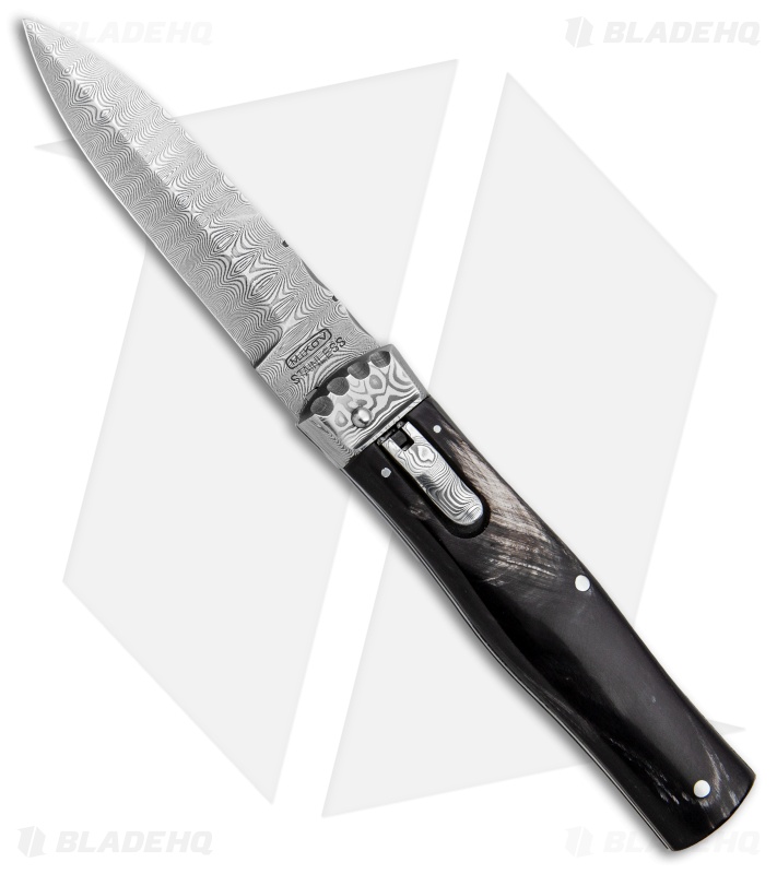 Mikov 241 Predator - Lever Lock Automatic Knife | Dark Horn + Damascus