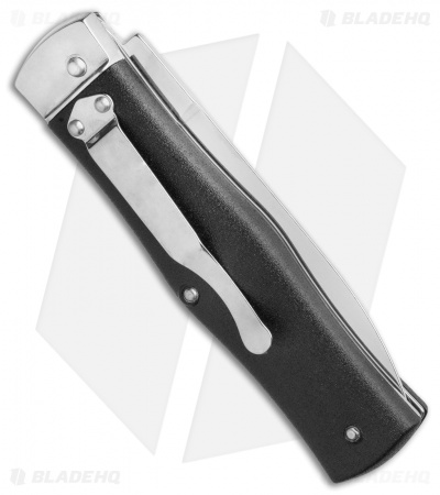 Mikov Predator Lever Lock Dagger Auto Knife Black (3.75" Polish) Pocket Clip