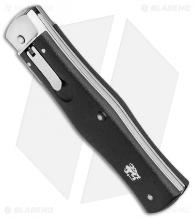 Mikov Predator Lever Lock Dagger Auto Knife Black (3.75" Polish) Pocket Clip