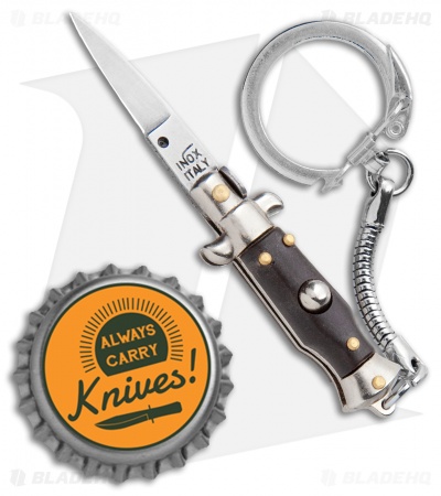 SKM 2.75" Keychain Stiletto Automatic Knife Brown (1.2" Satin Flat)