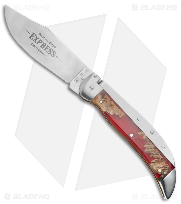 Schatt & Morgan Express #71 Automatic Knife Red Shock Wood (4.25" Satin)