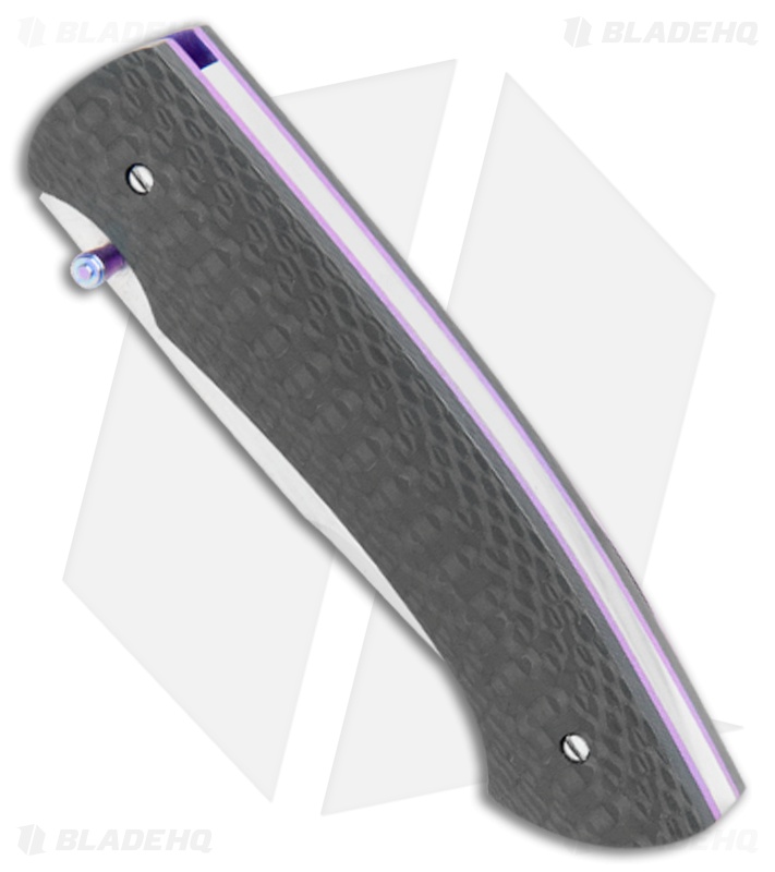 Tuch Knives Sparrowhawk D/A Automatic Knife CF/Blue Purple (2.8" Mirror)