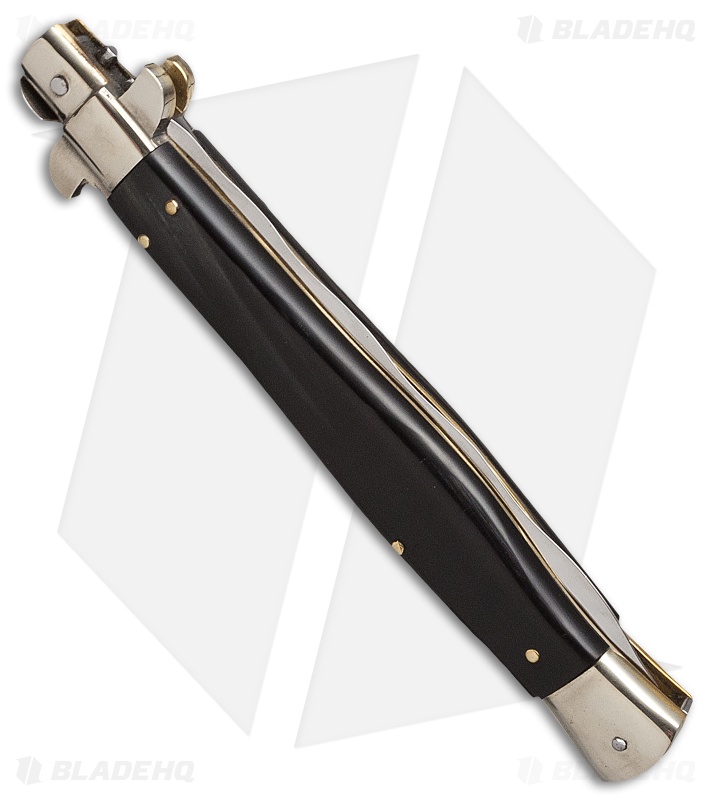 13" AGA Campolin Dark Horn Automatic Knife Italian Stiletto (Kriss Plain)