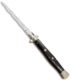 13" AGA Campolin Dark Horn Automatic Knife Italian Stiletto (Kriss Plain)