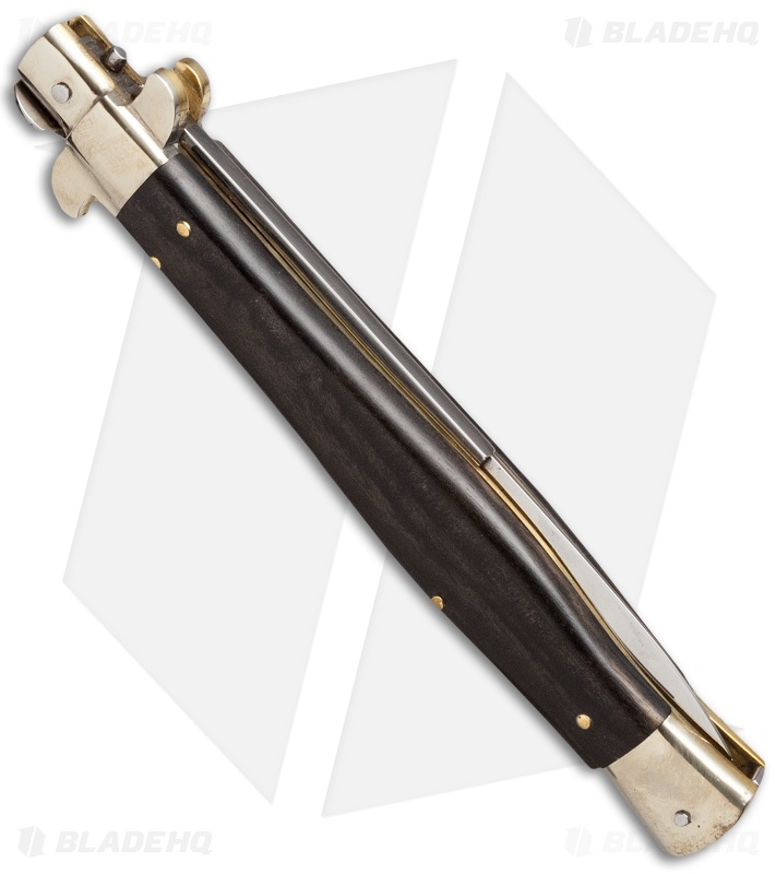 AGA Campolin 13" Automatic Knife Ebony Wood Italian Stiletto (Bayonet Plain)