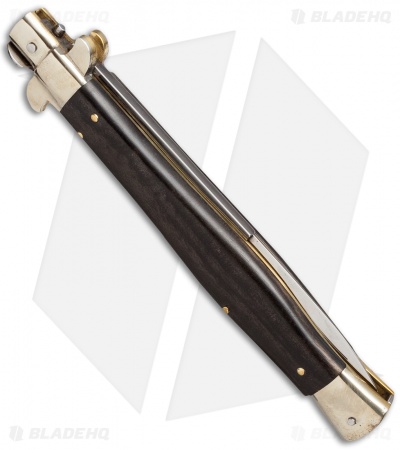 AGA Campolin 13" Automatic Knife Ebony Wood Italian Stiletto (Bayonet Plain)