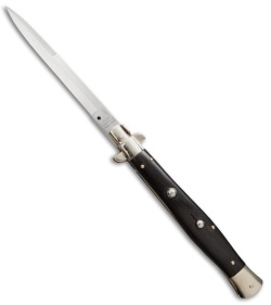 AGA Campolin 13" Automatic Knife Ebony Wood Italian Stiletto (Bayonet Plain)