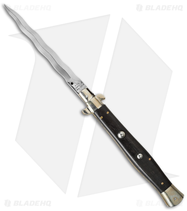 AGA Campolin 13" Ebony Wood Automatic Knife Italian Stiletto (Kriss)