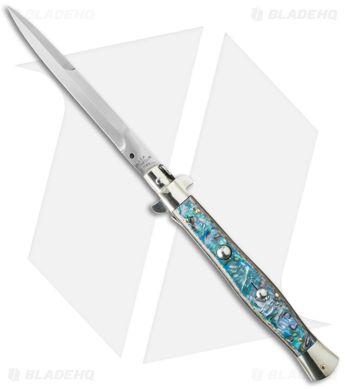 AGA Campolin 13" Abalone Automatic Knife Italian Stiletto (Bayonet) 