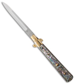 AGA Campolin 13" Italian Frosolone Automatic Knife Brass/Abalone (Bayonet)