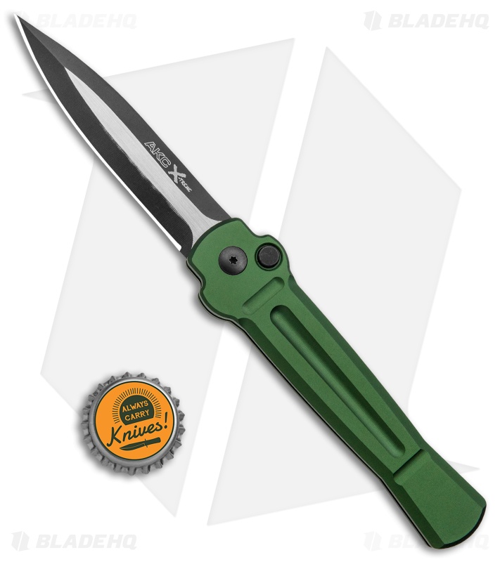 AKC X-treme Ace Automatic Knife Green (3.6" Black Two Tone)