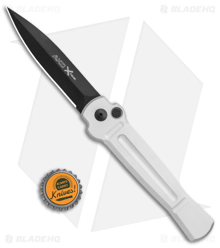 AKC X-treme Ace Automatic Knife Silver Black  