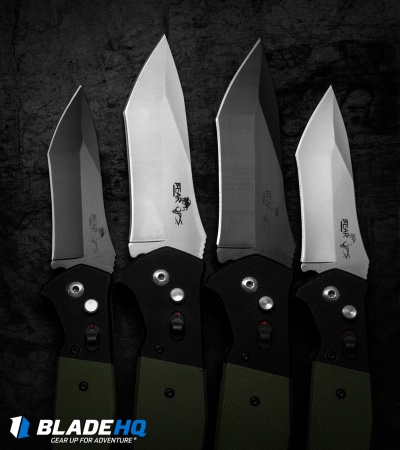 Bear OPS Bold Action V Tanto Automatic Knife Black/Green G-10 (3.75" Gray) 