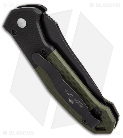 Bear OPS Mini Bold Action V Tanto Auto Knife Black/Green G-10 (3.25" Black) 