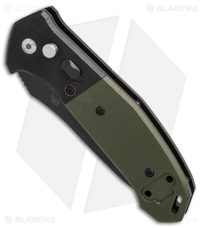 Bear OPS Mini Bold Action V Tanto Auto Knife Black/Green G-10 (3.25" Black) 