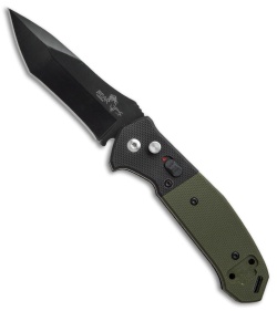 Bear OPS Mini Bold Action V Tanto Auto Knife Black/Green G-10 (3.25" Black) 