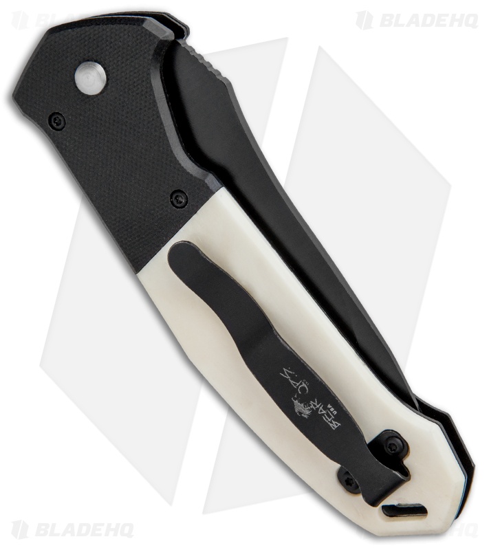 Bear OPS Bold Action V Tanto Automatic Knife Black G-10/White Bone (3.75" Black)