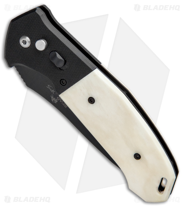 Bear OPS Bold Action V Tanto Automatic Knife Black G-10/White Bone (3.75" Black)