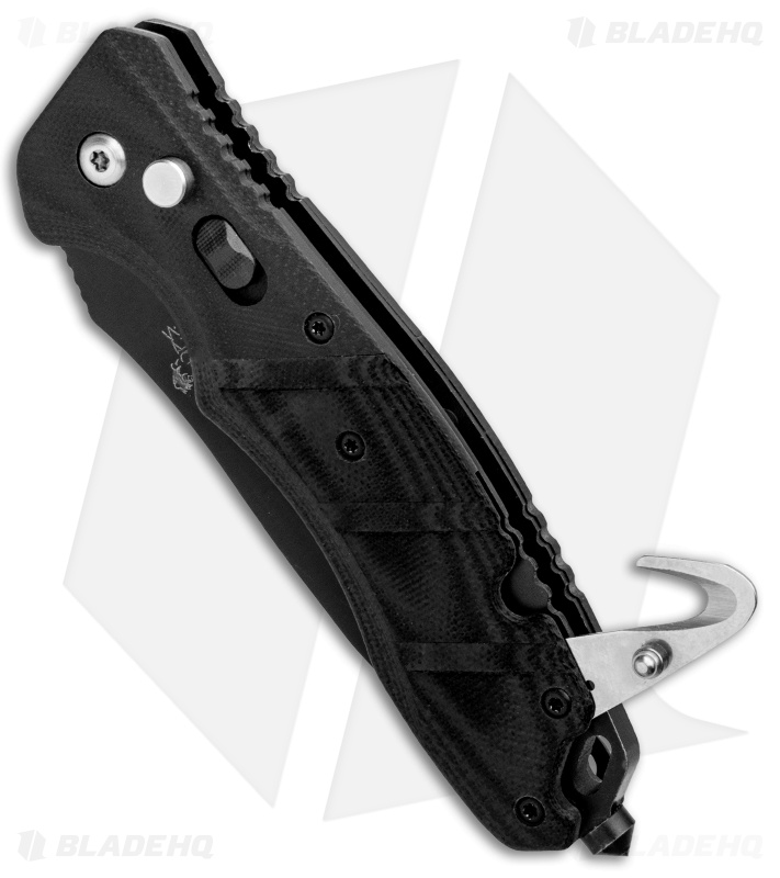 Bear OPS Bold Action V Tanto Automatic Rescue Knife Black G-10 (3.25" Black) 