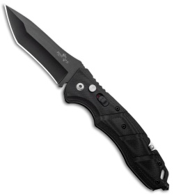 Bear OPS Bold Action V Tanto Automatic Rescue Knife Black G-10 (3.25" Black) 