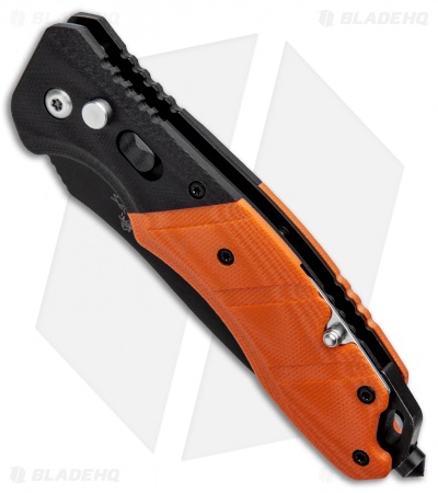 Bear OPS Bold Action V Tanto Automatic Rescue Knife Blk/Orng G-10 (3.25" Black) 