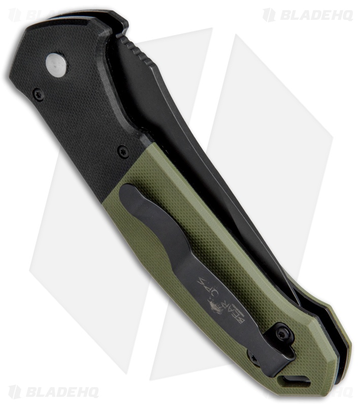 Bear OPS Bold Action V Tanto Automatic Knife Black/Green G-10 (3.75" Black) 