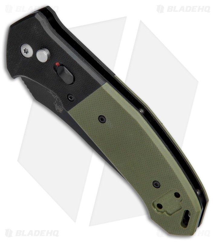 Bear OPS Bold Action V Tanto Automatic Knife Black/Green G-10 (3.75" Black) 