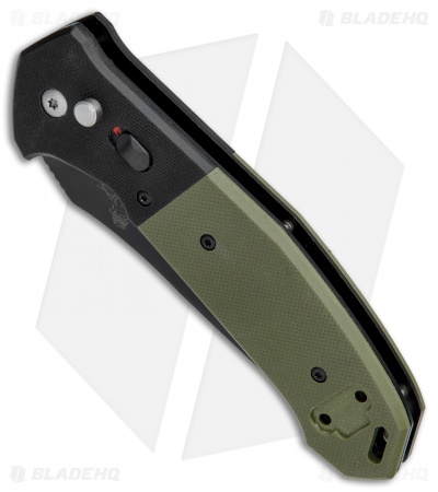 Bear OPS Bold Action V Tanto Automatic Knife Black/Green G-10 (3.75" Black) 