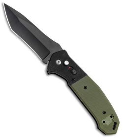 Bear OPS Bold Action V Tanto Automatic Knife Black/Green G-10 (3.75" Black) 