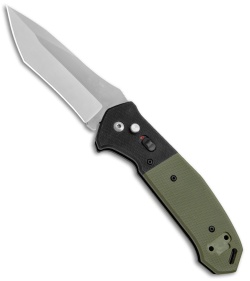 Bear OPS Bold Action V Tanto Automatic Knife Black/Green G-10 (3.75" Gray) 