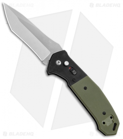 Bear OPS Bold Action V Tanto Automatic Knife Black/Green G-10 (3.75" Gray) 