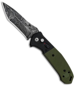 Bear OPS Mini Bold Action V Tanto Auto Knife Black/Green G-10 (3.25" Damascus) 