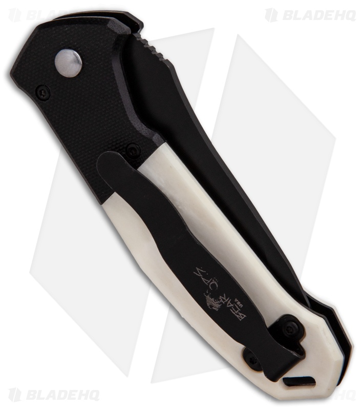Bear OPS Mini Bold Action V Tanto Automatic Knife Black G-10/Bone (3.25" Black)