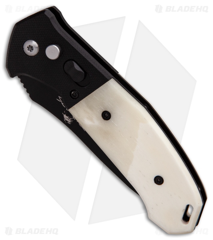 Bear OPS Mini Bold Action V Tanto Automatic Knife Black G-10/Bone (3.25" Black)