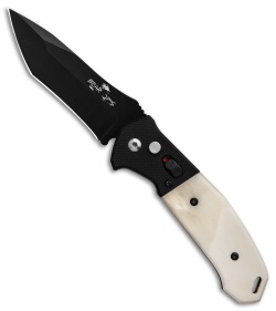 Bear OPS Mini Bold Action V Tanto Automatic Knife Black G-10/Bone (3.25" Black)