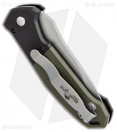 Bear OPS Mini Bold Action V Tanto Auto Knife Black/Green G-10 (3.25" Gray) 