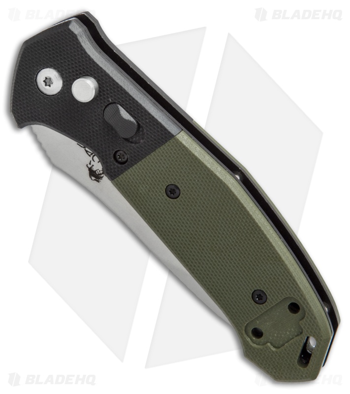Bear OPS Mini Bold Action V Tanto Auto Knife Black/Green G-10 (3.25" Gray) 