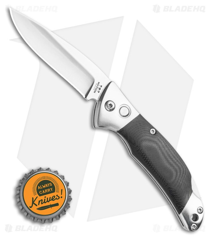 Bear and Son Automatic Lockback Knife Black G-10  (2.75" Satin)