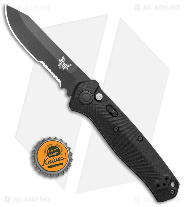 Benchmade Mediator Automatic Knife Black G-10 (3.3" Black Serr) 8551SBK 